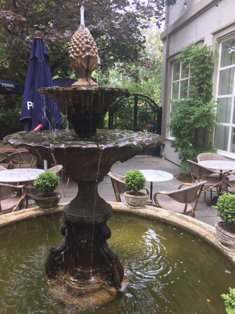 Lovely fountain on the garden patio.
